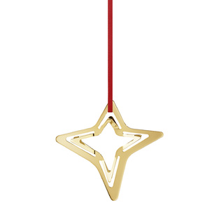 Christmas pendant ornament, star 4 peaks, gold