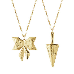 2022 Ornament set, Bow & Cone 18 KT. GOLD PLATED