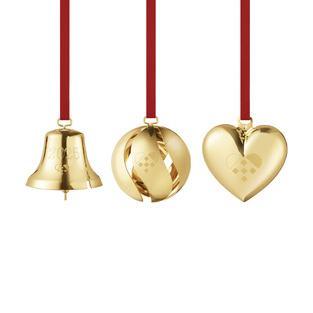 2025 Christmas Collectibles Σετ δώρου 3τμχ καμπάνα-μπάλα-καρδιά με επίστρωση χρυσού 18Κ