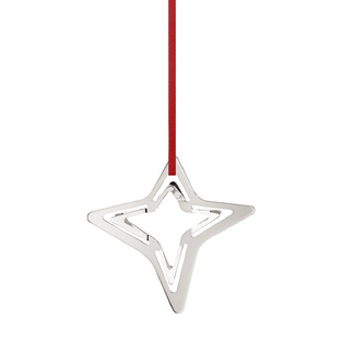 Christmas pendant ornament, star 4 peaks silver