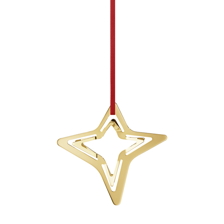 Christmas pendant ornament, star 4 peaks, gold
